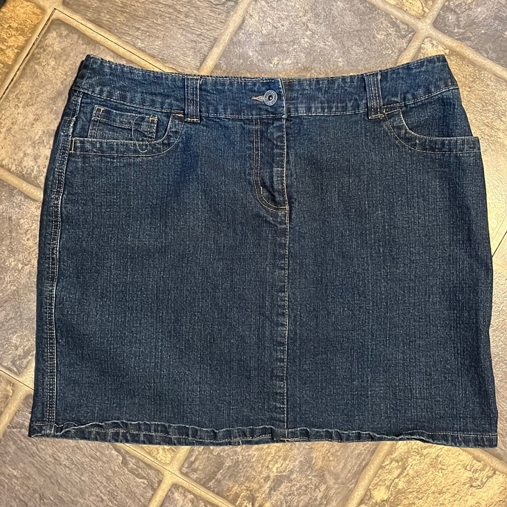 Contrast Jeans Denim Mini Skirt, size 13